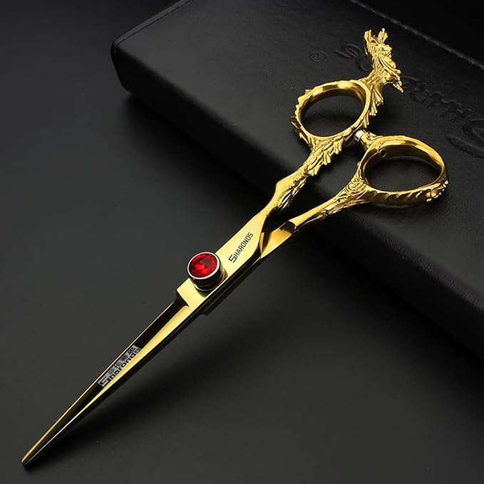 6/7-inch professional hairdresser set, stainless steel scissors hairdresser's exclusive hairdresser. (6 inch-2pc-C)