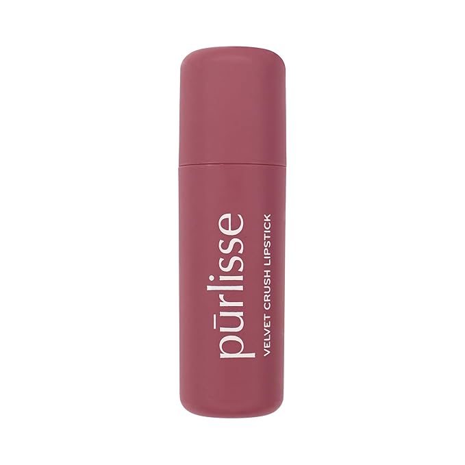 pūrlisse Velvet Crush Long Lasting Lipstick - Matte Finish Hydrating Lipstick - Enriched with Bakuchiol, Mango Seed & Shea Butter to Soften & Smooth Lips - Mauve Berry (0.12 oz)