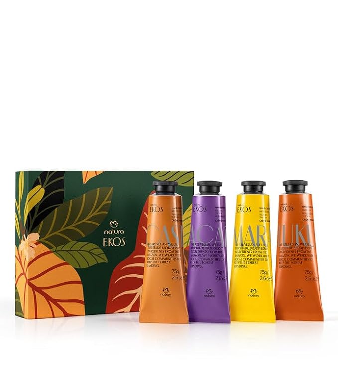 natura - Deluxe Hand Cream Quartet Holiday Set – Vegan Brazilian Hand Cream Gift Collection – Brazil Nut, Passion Fruit, Açaí & Cumaru – Nourishing Moisturizer for Dry Hands – Full Size 2.6 oz