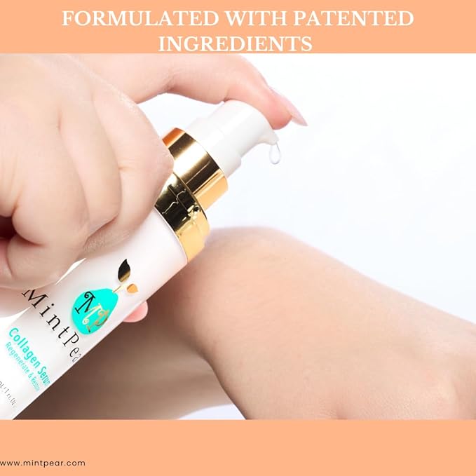 MP MINTPEAR Collagen Peptides Serum 30ml - Anti-Aging Tri-Peptide Firming Serum for Wrinkles & Fine Lines Reduction, Skin Elasticity & Texture Improvement
