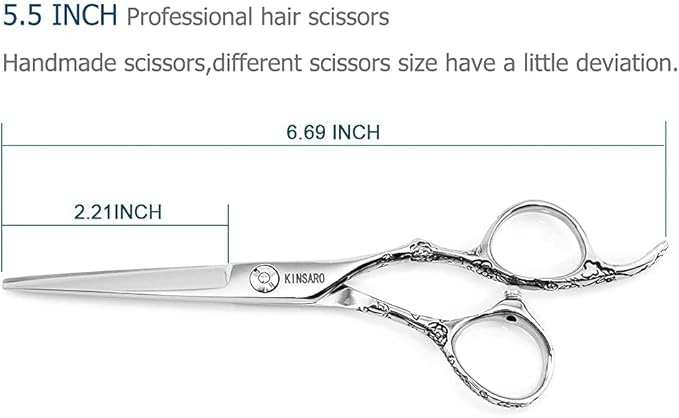 Hair Cutting Scissors 5.5 Inch Professional Haircut Hair Shears Sharp Barber Scissors 440C Hairdresser Barber Shears Rose handle KINSARO for Hairdresser Barbershop or Home Use