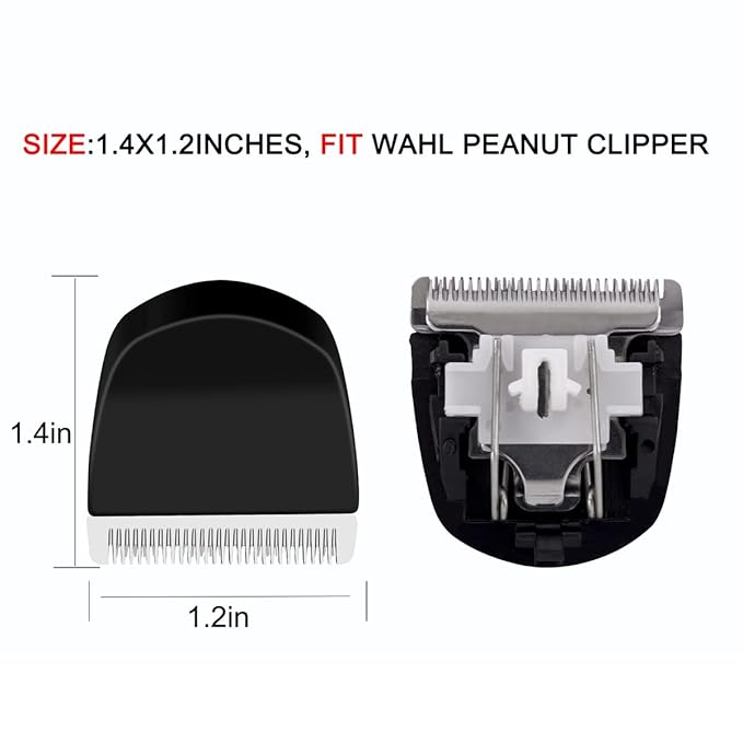 2 Pack Professional Peanut Clipper/Trimmer Snap On Replacement Blades #2068-300 - Compatible with Wahl Peanut Hair Clipper/Trimmer, Black
