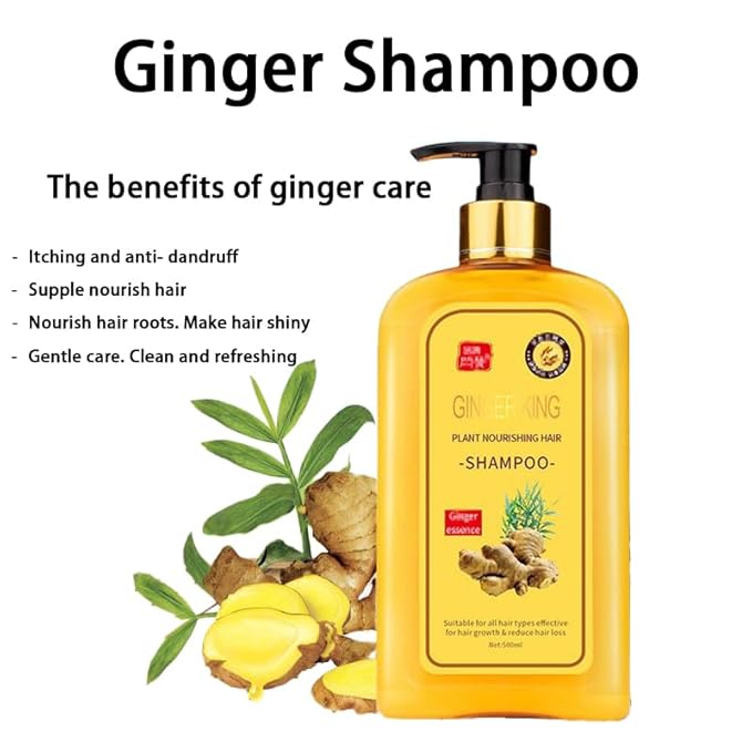 Ginaday Instant Ginger Hair Regrowth Shampoo, Ginger Anti-Fall Shampoo for Hair Growth, Anti-Hair Loss Hair Shampoo (1Pcs 16.91FL.oz/500ML)