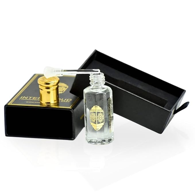 INTENSE OUD Khashab Al Sandal Long Lasting Arabian Perfume Oils for Women 12ML (0.40 OZ) Fragrance Oil with Cardamom, Violet, Sandalwood & Coconut - Concentrated Perfume Oil in Black Gift Box