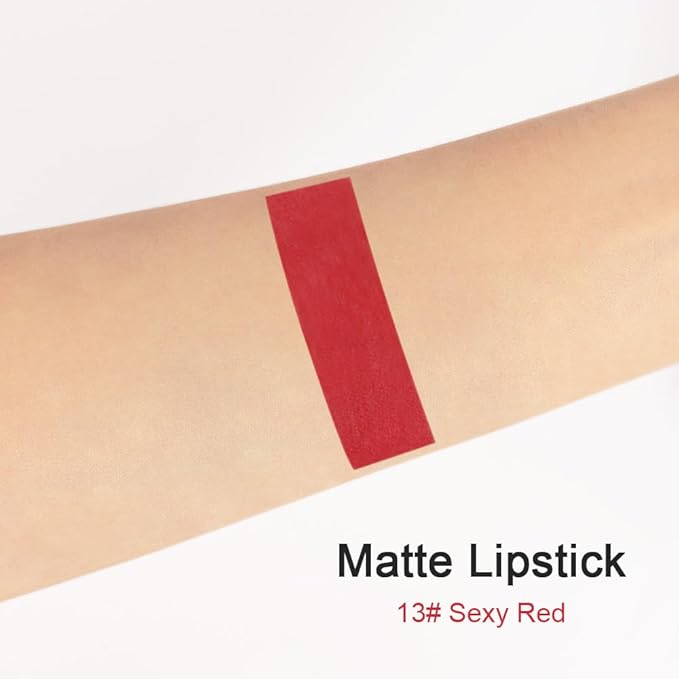 evpct 1Pcs Red Matte Lipstick and Lip Crayon Liner Pencil Pen Set for Women Lip Stain Long Lasting Waterproof labiales mate magicos 24 horas originales pintalabios permanente 24 horas 13
