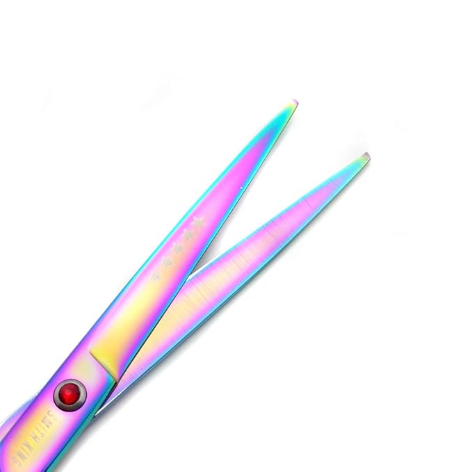 7.0 Inches Professional hair cutting thinning scissors set with razor (Rainbow)