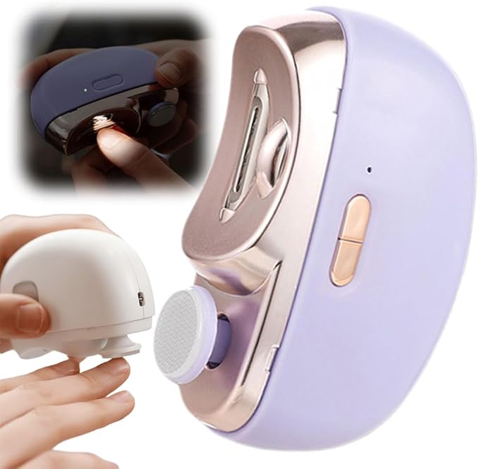 2 in 1 Electric Polishing Automatic Nail Clippers, Electric Nail Trimmer Electric Nail Clipper with 2 Adjustable Speeds, Nail Trimmer for Seniors, Kids, Adults (Purple)