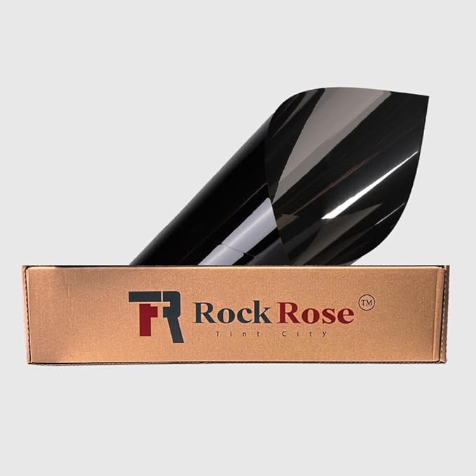 RockRose 5% Premium Carbon Car Window Tint Film 24 in x 20FT 2PLY Charcoal Privacy Film UV, Heat Blocking Tint for Car or Home Adhesive Film Easy Shrink, Plotter Friendly Pro Grade