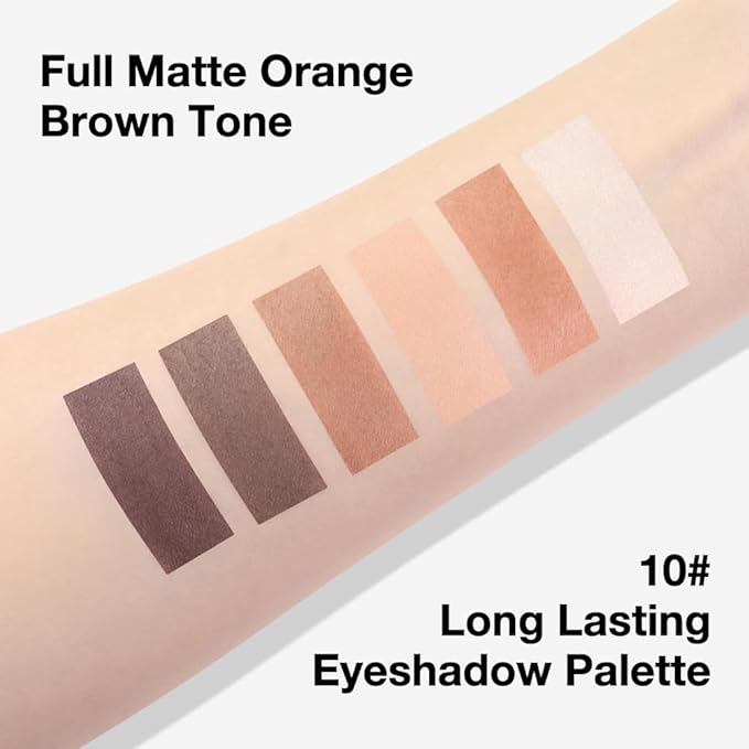 evpct 6 Colors Light Ivory Nude Brown Eyeshadow Palette, Stone Putty Taupe Black Cherry Dark Mauve Natural Matte High Pigment Mini Travel Eye Shadow Palette Makeup for Older Women, Built in Mirror