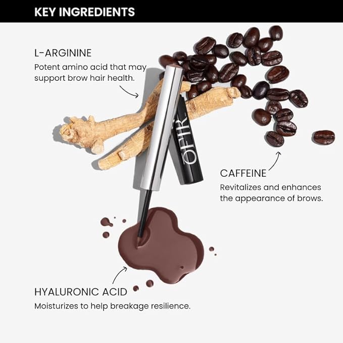 OFIR Brow Tonic Serum Browliner | Cruelty-Free Hybrid Makeup & Skincare | Smudge-Proof Matte Finish with Hyaluronic Acid & Plant Extracts | Strengthening Brow Serum | Cacao - Dark Brown, 0.057 Oz