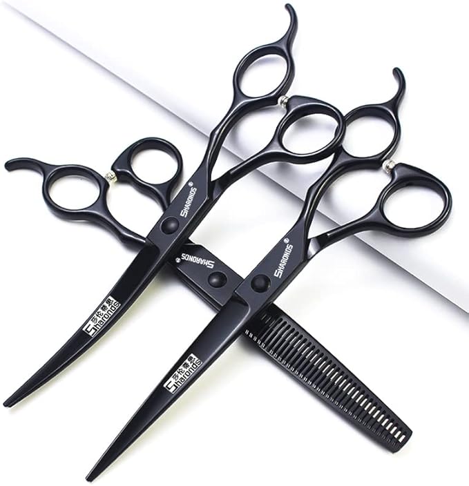 SHARONDS 7 Inch Stainless Steel Professional Barber Scissors Hair Thinning Scissors Hairdresser or Home Hairdresser Variant/Hybrid Scissors (7 inch-3pc)