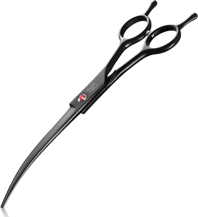 JASON 7.5" Dog Grooming Scissor - Professional Down-curved Shear with Ergonomic Handle Japanese Stainless Steel Hair Scissor for Dogs, Cats and Other Pets, Sharp (Down-curved, Black) Christmas Gift