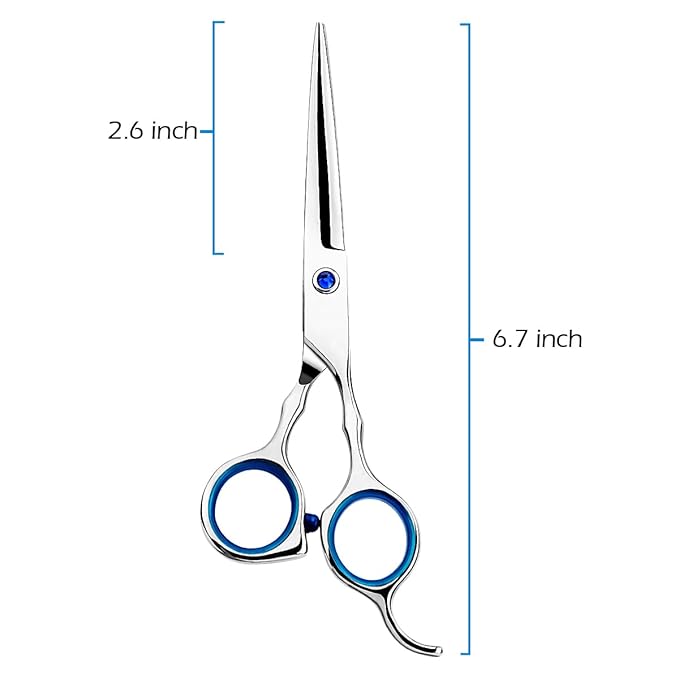 Regular Hair Cutting Shears Professional Barber Scissors Home Blue Detachable Finger Ring for Men Women Kid