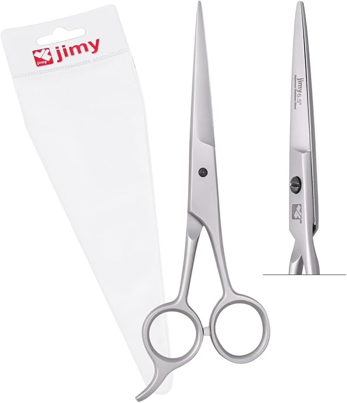Jimy 6.5" Hair Scissors Professional – Ultra Sharp Razor Edge Stainless-Steel Scissors to Cut Hair – Ergonomic Design Salon Quality Hair Shears for Men, Women & Barbers