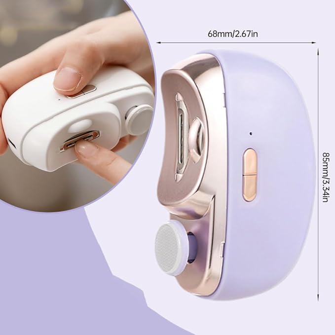 2 in 1 Electric Polishing Automatic Nail Clippers, Electric Nail Trimmer Electric Nail Clipper with 2 Adjustable Speeds, Nail Trimmer for Seniors, Kids, Adults (White)