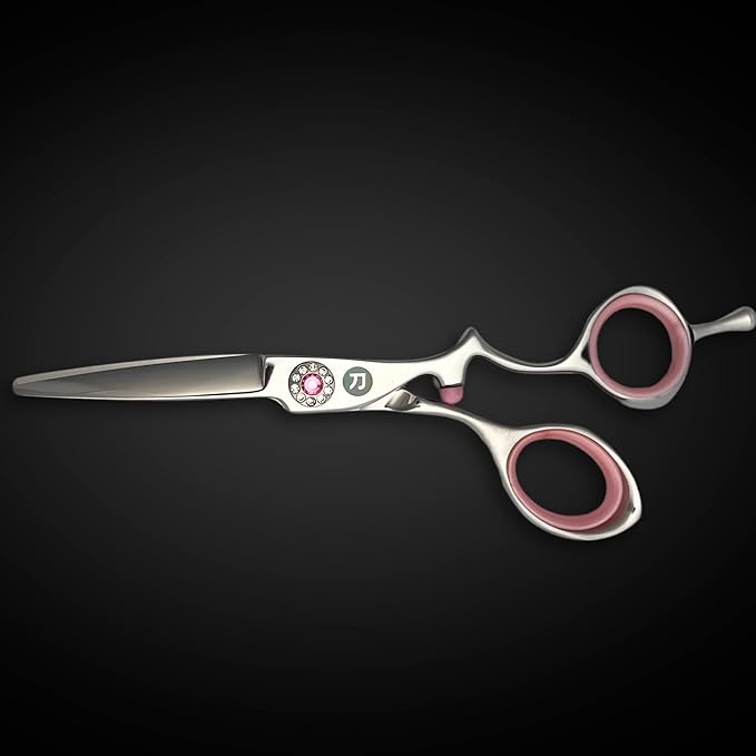 5.5" Jewel and Pink Hair Shears - Saki Tomika Professional Hair Shear - Ergonomic, Comfortable, and Stylish Design for Hairdressers and Salons