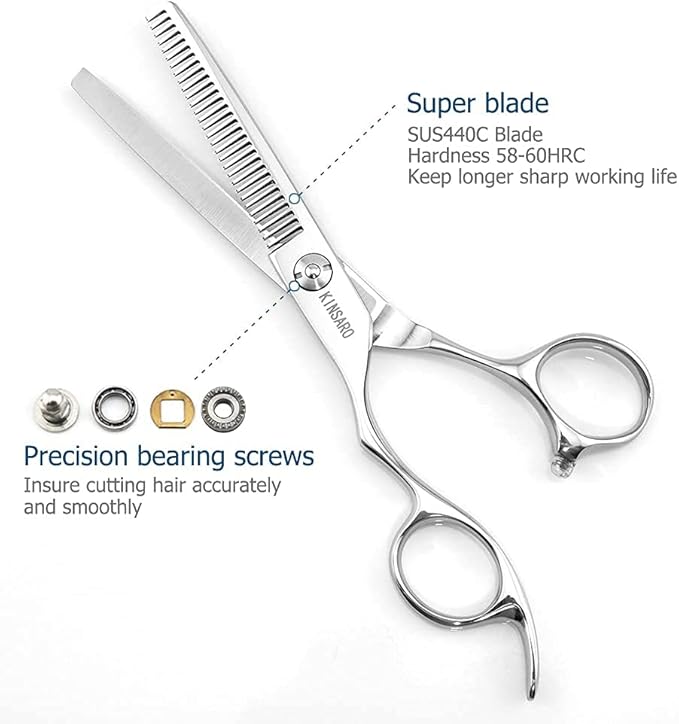 Hair Scissors left hand Thinning Scissors 6 Inch Barber Left hand Hair Thinning Shears Lefty Barber Shears KINSARO for Hairdresser Barbershop or Home Use