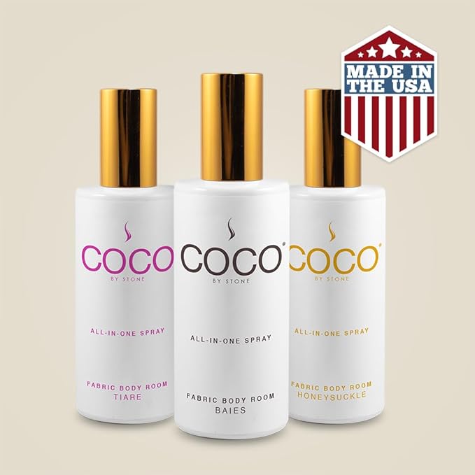 COCO by Stone 5oz All-in-One Spray (Santal) Shake & Spray Formula for Fabric, Pillows, Interiors, Clothing, Home Fragrance Accessories, Room Perfume, Room Deodorizer, Vegan & Cruelty-Free