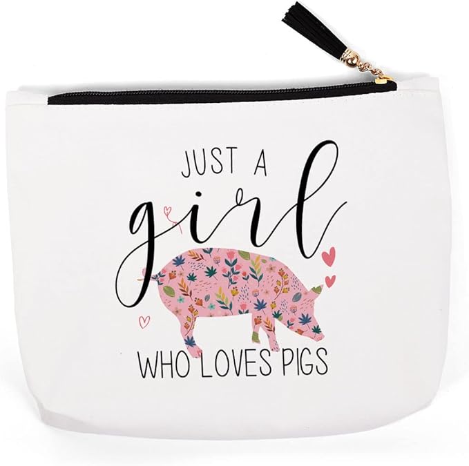 Pig Gifts for Lovers, Stuff Merch Decor, Women, Christmas Birthday for Owners, Farmer, Breeder, Crazy Lady Makeup Bag - Wise Women Getting A Pig