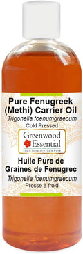 Greenwood Essential Fenugreek (Methi) Oil (Trigonella foenumgraecum) | Cold Pressed | Natural | Undiluted | For Diluting Essential Oils | For Hair, Skin & Massage | Men & Women | 200ml (6.76 oz)