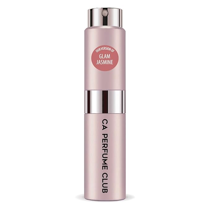 CA Perfume Impression of Glam Jasmine for Women Floral Scent Long Lasting Perfumes for Women Eau De Parfum Travel Size Refillable Atomizer Spray 0.27 Fl Oz 8ml