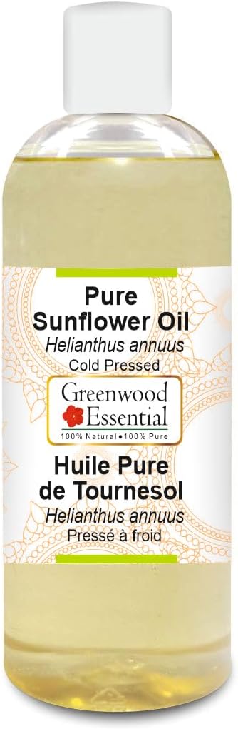Greenwood Essential Pure Sunflower Oil (Helianthus annuus) Cold Pressed 200ml (6.76 oz)