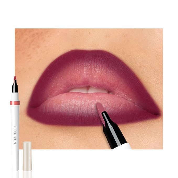 Matte Calligraphy Liquid Lip Liner Lipstick Pencil, Wine Red Long-Lasting Transfer-Proof Lip Stain Halloween Birthday Party Wear, Sheer Buildable Color, Fades to a Natural Wash of Colors