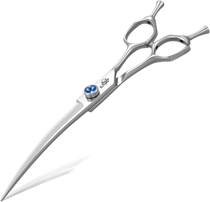 7" Curved Dog Grooming Scissors，25 Degree of Curved Blade,Premium Pet Grooming Shears for Trimming Face and Paws