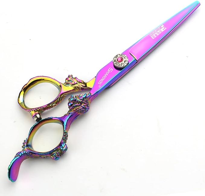 5.5/6 /7 Inch Purple Dragon Knight Professional Japanese Hair Scissors Barber Scissors Set (6 inch 2pc-A)
