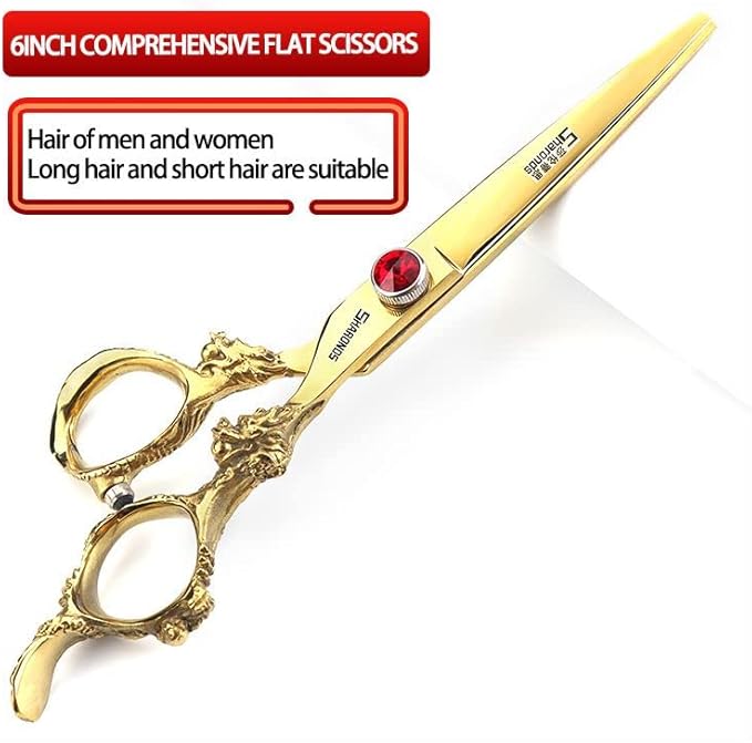 6 inch /7 inch salon professional salon scissors salon hairdresser hair cutting hairstyle pruning tools Japan 440c high hardness stainless steel golden (6 inch 2pcs)
