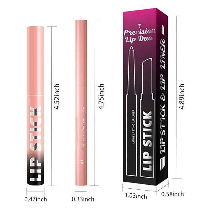 6Pcs 2 in 1 Nude Rose Red Brown Lip Liner and Lipstick Combo Set for Women,Lipstick Stain Lip Liner for Daily & Party Long Lasting Waterproof Smudge Proof 24 Hour Full Coverage Vegan Lip Makeup Kit