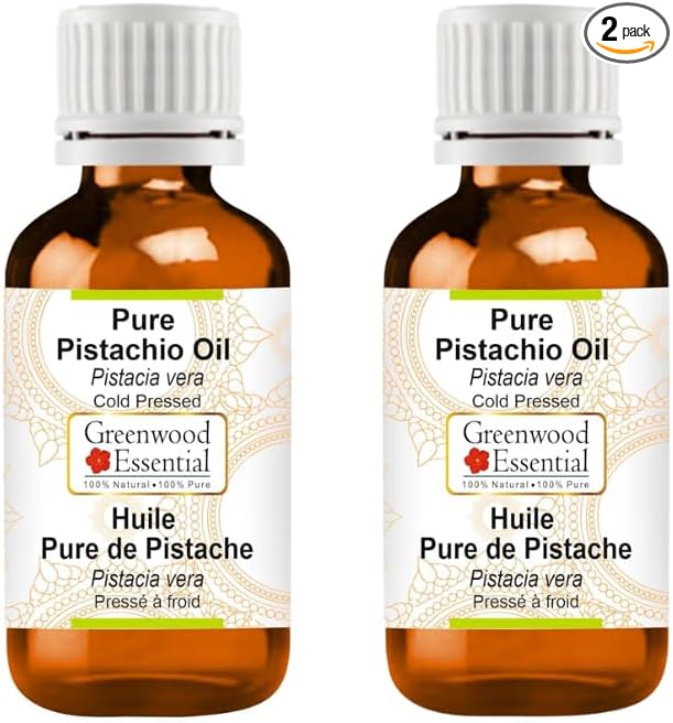 Greenwood Essential Pure Pistachio Oil (Pistacia Vera) Cold Pressed (Pack of Two) 30ml X 2 (2 oz)