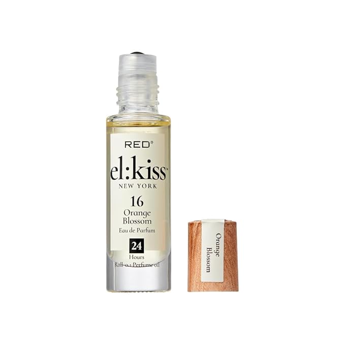 EL:KISS Roll On Perfume, Orange Blossom Inspired by J'adore, Eau de Parfum 12mL (.40 Fl Oz), Hydrating & Long-Lasting, Alcohol & Mineral Oil-Free, Infused With Jojoba, Argan & Coconut Oil