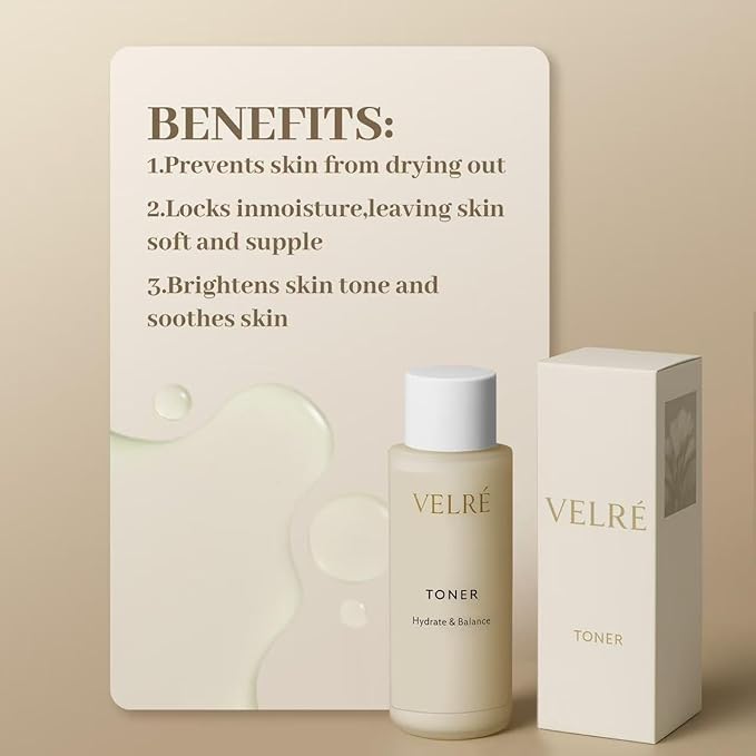 VELRÉ Rice Facial Toner, Alcohol-Free, Hydrating & Pore-Refining, with Rice Water & Botanicals, for Sensitive & Oily Skin, 150ml