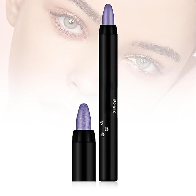 Eyeshadow Shimmer Stick, 16 Color Highlighter Eyeshadows Pencil Waterproof Glitter Eye Shadow Eyeliner Pen, Waterproof Eyeshadows Shimmer Stick Long Lasting Brightener Eyeshadow (09 Violet)
