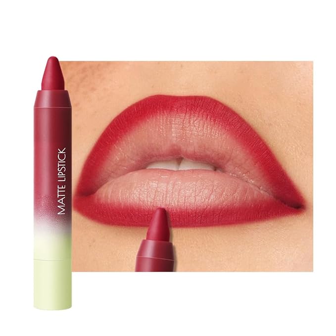 Matte Lip Lipstick Crayon Lip Liner Thick Pencil, High-Pigment Outline lips, Non-sticky Matte Velvet Texture, Waterproof & Smudge-Proof Longwear Pigmented, Fit for all tones 04#