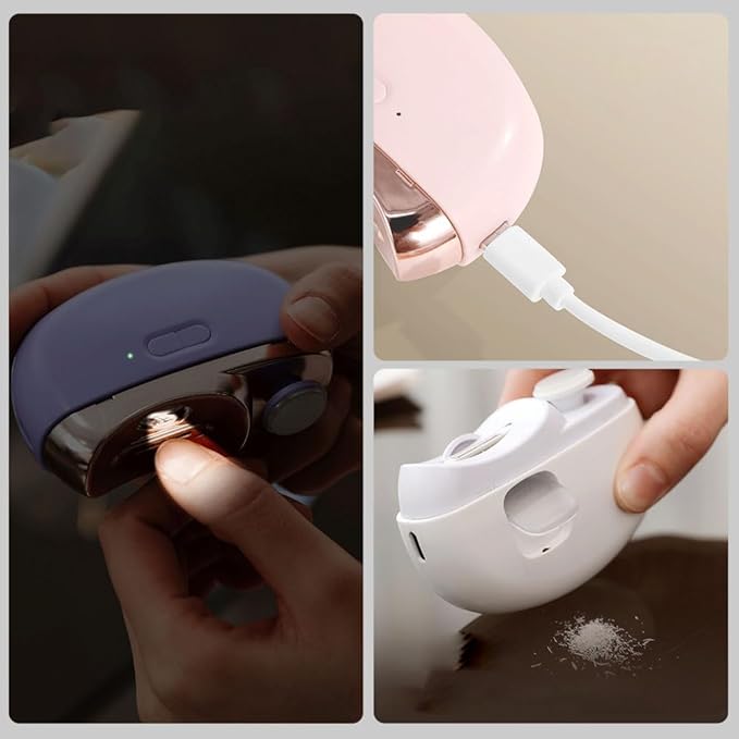 2 in 1 Electric Polishing Automatic Nail Clippers, Electric Nail Trimmer Electric Nail Clipper with 2 Adjustable Speeds, Nail Trimmer for Seniors, Kids, Adults (White)