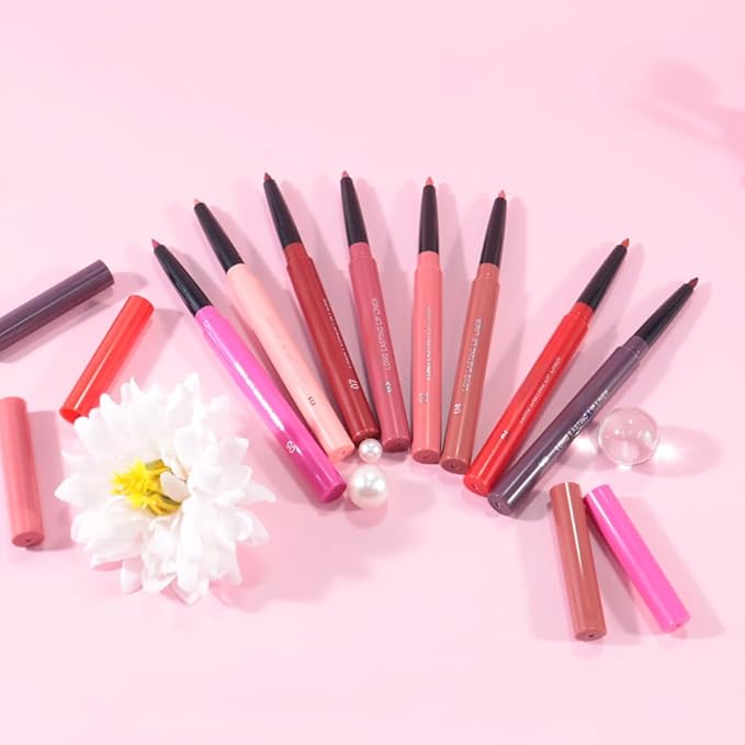 Gel Lip Liner Pencil for Women, Mauve Matte Long Lasting Lip Liner Lipstick 24 Hour, High Pigmented Lips Makeup Retractable Liners Waterproof Smudge Proof, Vegan & Cruelty-Free 08