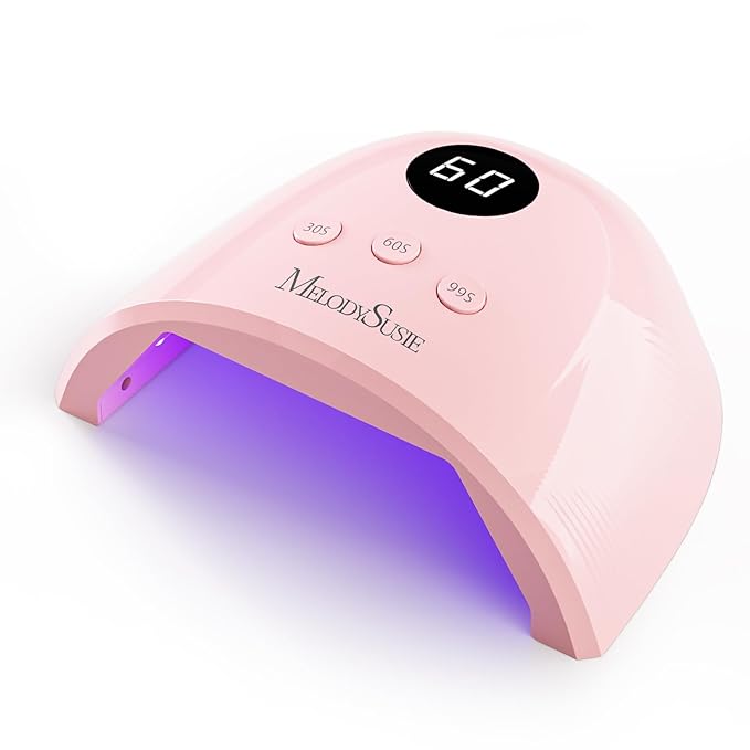 MelodySusie Compact Advanced UV LED Nail Lamp, P-Plus30F Nail Dryer with 3 Timers & Smart Sensor Cures All Gels, Especially Rhinestone Glue, Solid & Liner Gel Polishes for Advanced DIY at Home Pink