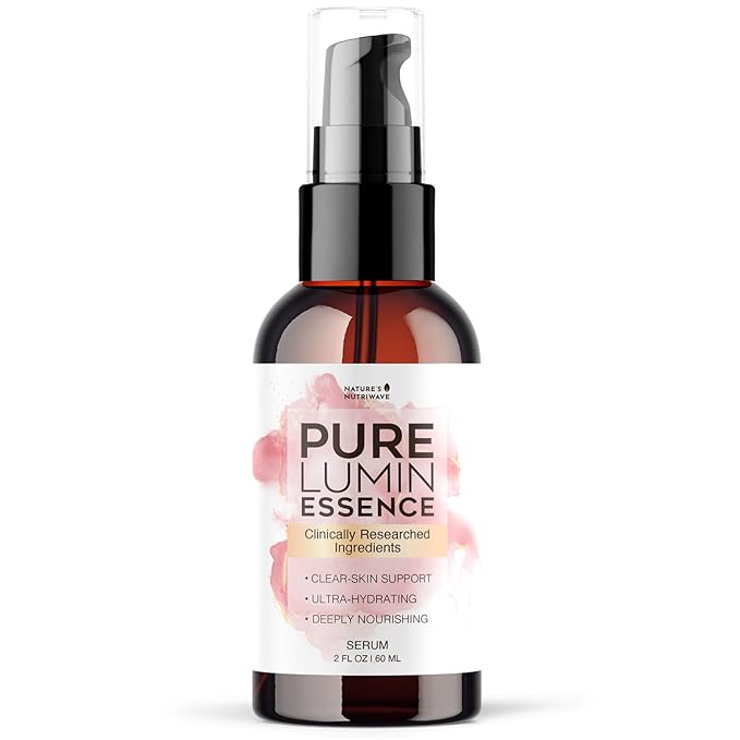 PureLumin Essence – Natural Hydrating Serum for Skin Brightness and Nourishment – Plant-Based Formula – Non-GMO – GMP Certified – 2 fl oz (60 mL), 1 Month Supply