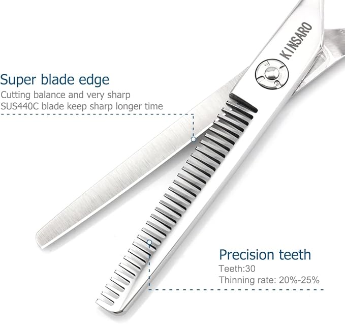 Hair Scissors 6 Inch Professional Barber Hair Thinning Scissors Thinning Shears 440C Barber Shears 30 Teeth Rose handle KINSARO for Hairdresser Barbershop or Home Use