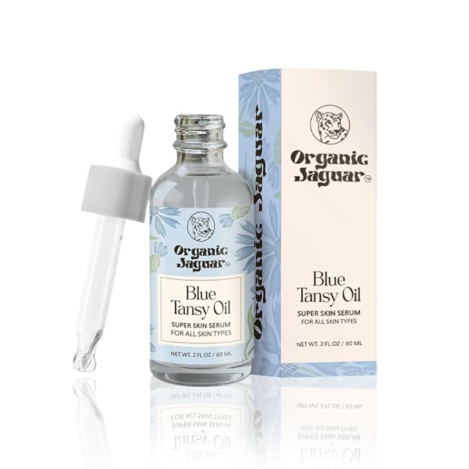 Organic Jaguar Blue Tansy Super Skin Face Serum, Night Moisturizer, Facial Oil with Jojoba Oil and Hydrating Ingredients to Support Healthy Aging and Help Reduce Wrinkles, All Skin Types, 2 fl oz