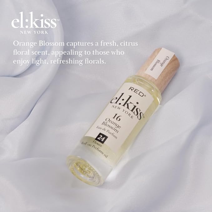 EL:KISS Roll On Perfume, Orange Blossom Inspired by J'adore, Eau de Parfum 12mL (.40 Fl Oz), Hydrating & Long-Lasting, Alcohol & Mineral Oil-Free, Infused With Jojoba, Argan & Coconut Oil