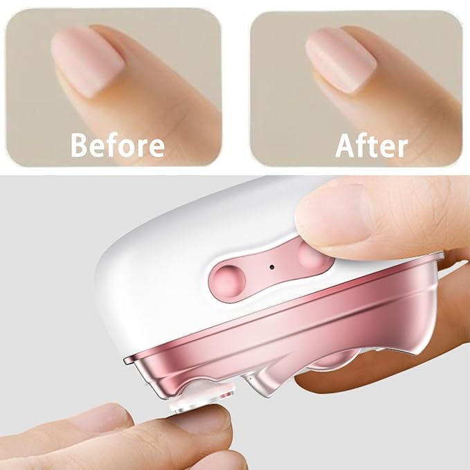4-in-1 Electric Nail Care Kit for Senior Women, Easy-Grip Rechargeable Nail Clipper & File with Gentle Grinding Heads, and UV Lamp, Manicure Tool for Thick Nails & Steady Hands (White)