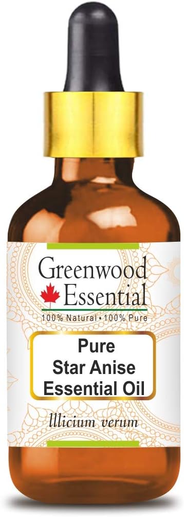 Greenwood Essential Pure Star Anise Essential Oil (lllicium verum) with Glass Dropper 50ml (1.69 oz)