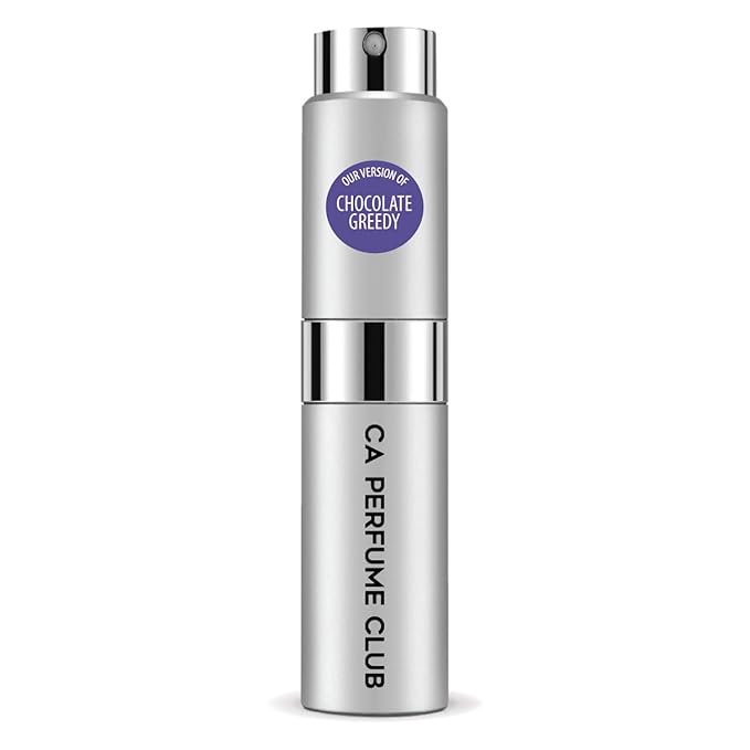 CA Perfume Impression of Chocolate Greedy for Women and Men Amber Vanilla Scent Long Lasting Unisex Fragrance Eau De Parfum Travel Size Refillable Atomizer Spray 0.27 Fl Oz 8ml