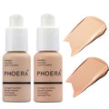 BestLand 2Pack PHOERA Foundation Full Coverage Liquid Foundation Cream - Long-lasting Lightweight Concealer - Oil-Free Formula - Natural Shade - Suitable for All Skin Types (102 Nude & 103 Warm Peach)