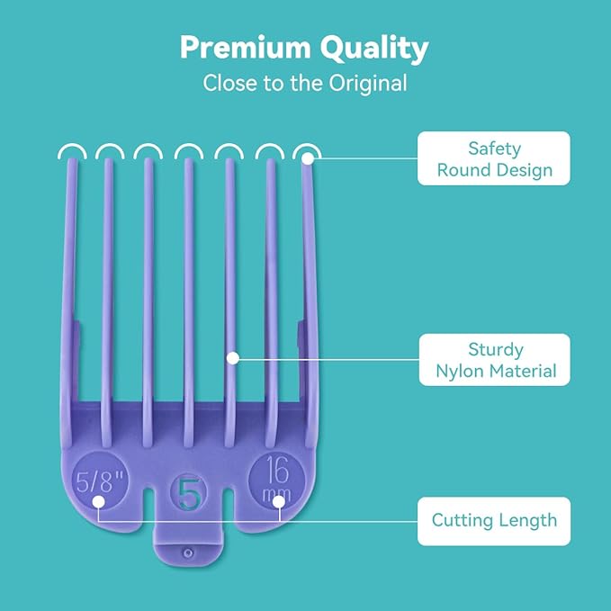 10 Professional Hair Clipper Guards Cutting Guides Compatible with Most Wahl Clippers with Organizer, Color Coded Clipper Combs Replacement - 1/16" to 1"