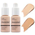 2 Pack PHOERA Foundation,Flawless Soft Matte 24 HR Oil Control Concealer Makeup,Full Coverage Foundation for Women and Girls (102 Nude+104 Buff Beige)