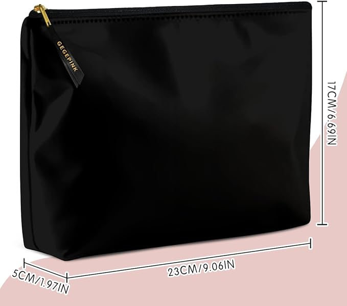 Cute Makeup Bag for Purse Waterproof Cosmetic Bags for Women Funny Smooth Zipper Travel Toiletry Pouch 10X8 Inches-Black Makeup pouch